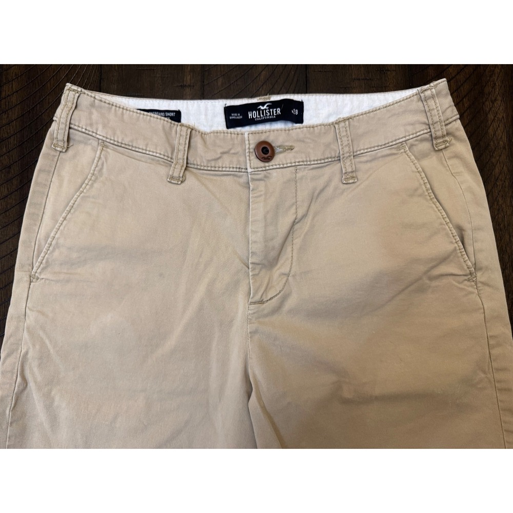 Hollister Mens Khaki Shorts Size 28 Slim Fit Epic Flex Stretch Chino Tan - Picture 3 of 6